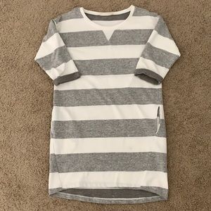 EUC Gray and White Striped Sweatshirt Dress